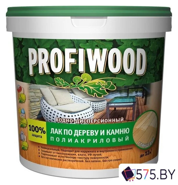 Лак Profiwood По дереву и камню (глянцевый, 2 л) в магазине 575.by