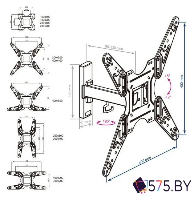 Кронштейн для телевизора Kromax Optima-413 (черный) в магазине 575.by
