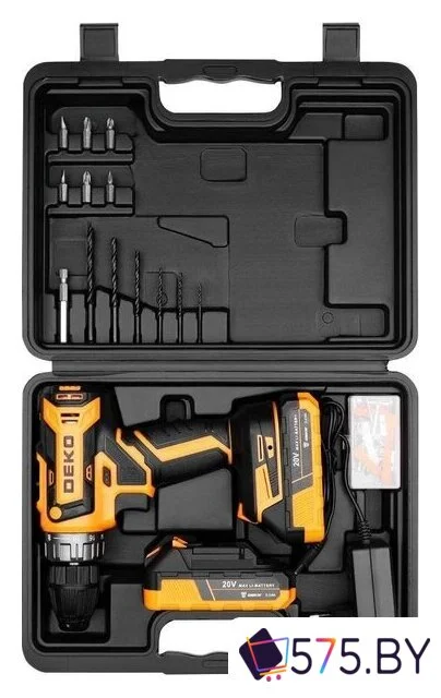 Дрель-шуруповерт Deko GCD20DU PRO Set63 083-1039 (с 2-мя АКБ, кейс) в магазине 575.by