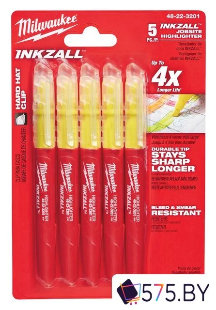 Набор маркеров Milwaukee INKZALL 48223201 (5 шт, желтый) в магазине 575.by