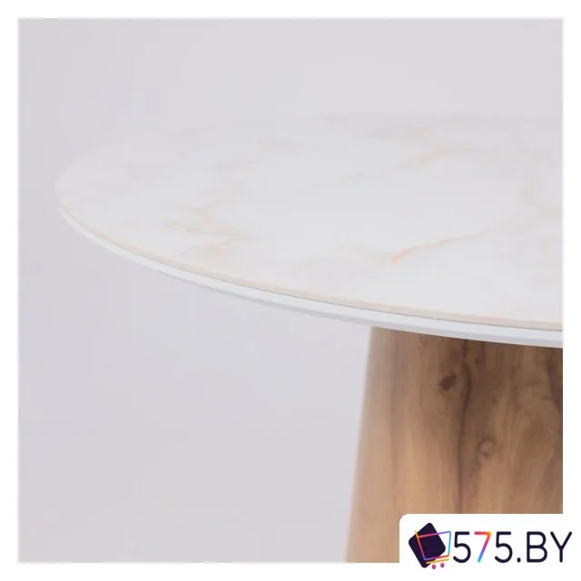 Кухонный стол Lepremo AV 2317 МДФ+керамика 900 (белый глянцевый Carla Larkin/черный+HPL дуб вотан) в магазине 575.by