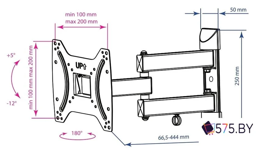 Кронштейн для телевизора Kromax DIX-22 (черный) в магазине 575.by