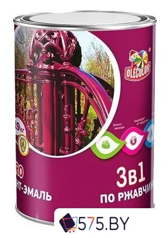Грунт-эмаль Olecolor 3 в 1 по ржавчине 2 кг (красно-коричневый) в магазине 575.by