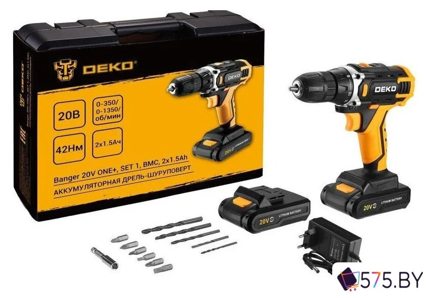 Дрель-шуруповерт Deko Banger 20V ONE+ 083-1110 (с 2-мя АКБ, кейс) в магазине 575.by