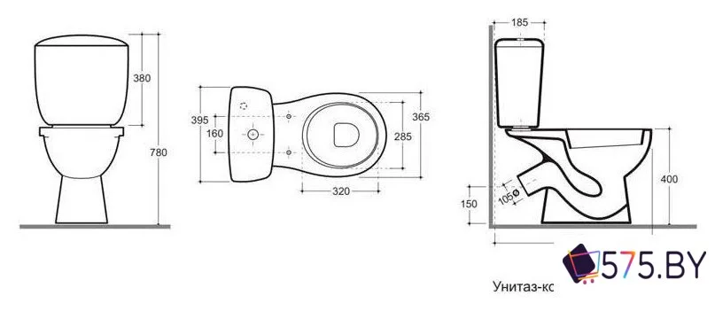 Унитаз напольный Керамин Фест МС Инкоэр-Б1 (белый, с мягким сиденьем) в магазине 575.by