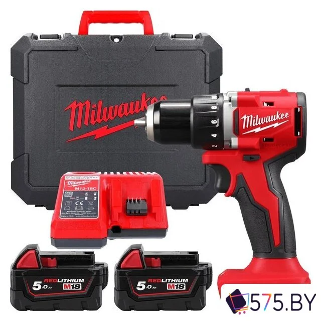 Дрель-шуруповерт Milwaukee M18 M18BLDDRC-502C 4933492835 (с 2-мя АКБ 5 Ач, кейс) в магазине 575.by