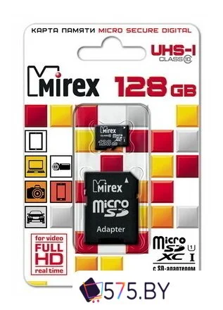 Карта памяти Mirex microSDXC UHS-I (Class 10) 128GB + адаптер [13613-AD10S128] в магазине 575.by