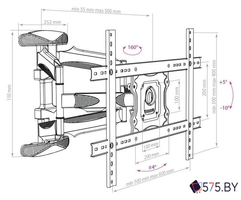 Кронштейн для телевизора Arm Media COBRA-60 (черный) в магазине 575.by