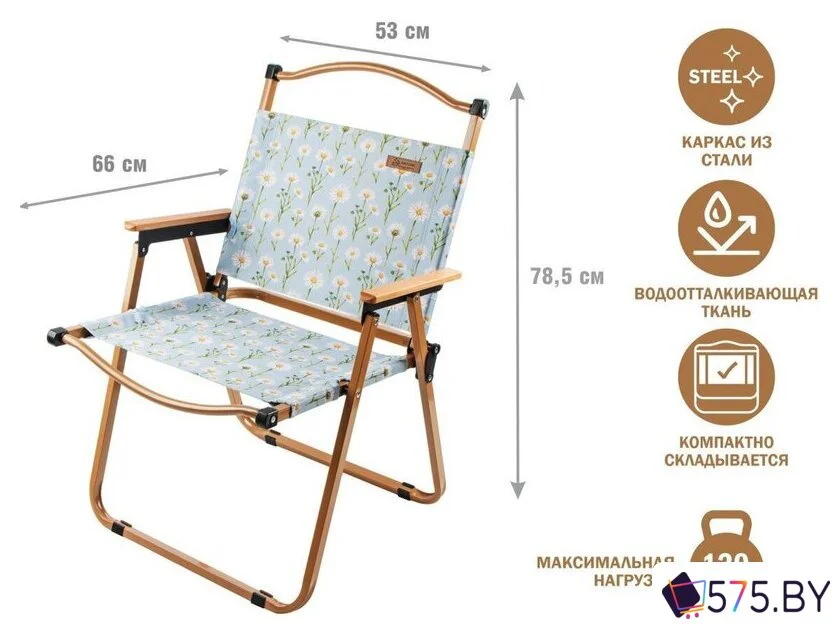 Кемпинговое кресло Arizone 42-535476 (бежевый/ромашка) в магазине 575.by