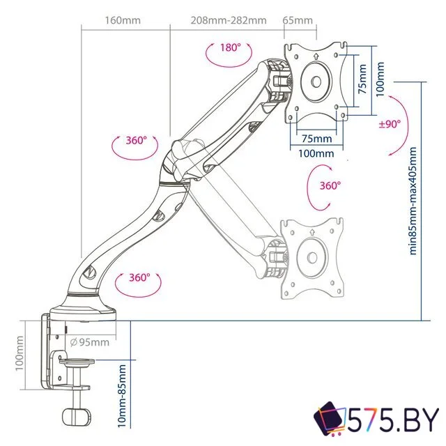 Кронштейн для монитора Arm Media LCD-T21 (черный) в магазине 575.by