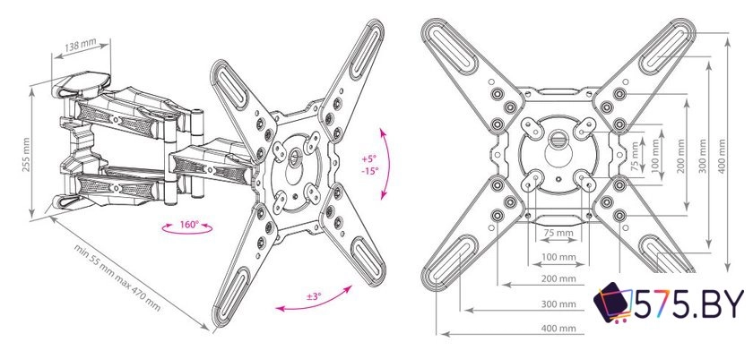 Кронштейн для телевизора Kromax ATLANTIS-45 (темно-серый) в магазине 575.by