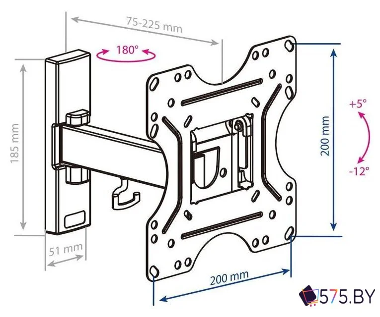 Кронштейн для телевизора Kromax Optima 213 (черный) в магазине 575.by