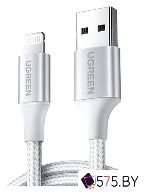 Кабель Ugreen US199 60161 USB Type-A - Lightning (1 м, белый/серебристый) в магазине 575.by