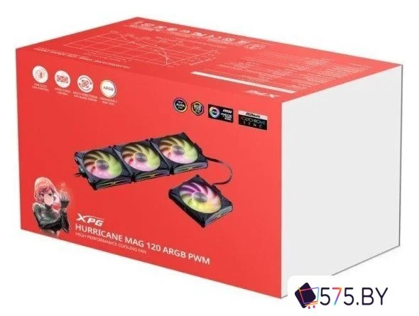 Комплект вентиляторов для корпуса с контроллером ADATA XPG Hurricane MAG 120 ARGB PWM (черный) в магазине 575.by
