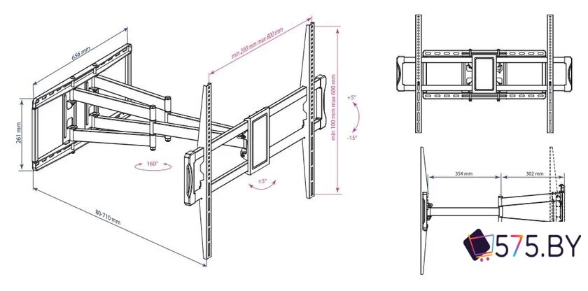 Кронштейн для телевизора Kromax ATLANTIS-75 (черный) в магазине 575.by