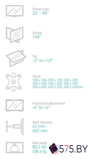 Кронштейн для телевизора Onkron M5 (белый) в магазине 575.by