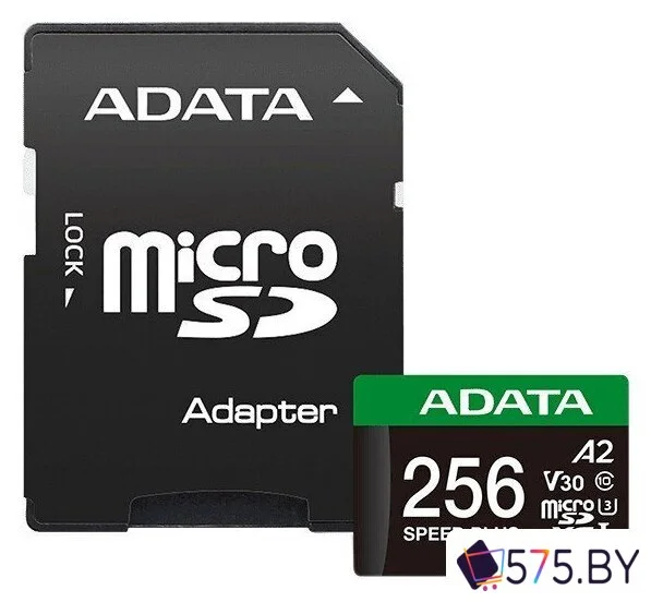 Карта памяти ADATA SPEED PLUS microSDXC 256GB UD256GUI3V30A2SP-RA1 (с адаптером) в магазине 575.by