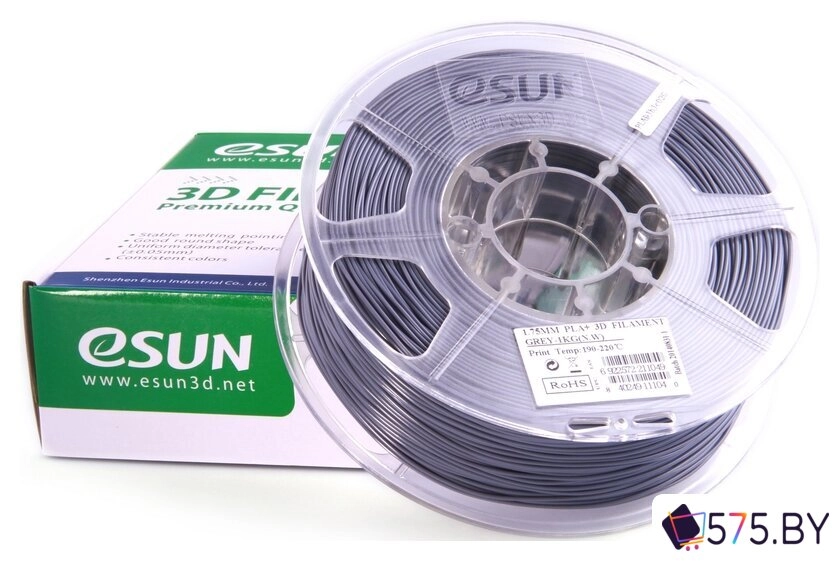 Пластик eSUN PLA+ 1.75 мм 1000 г (серый) в магазине 575.by