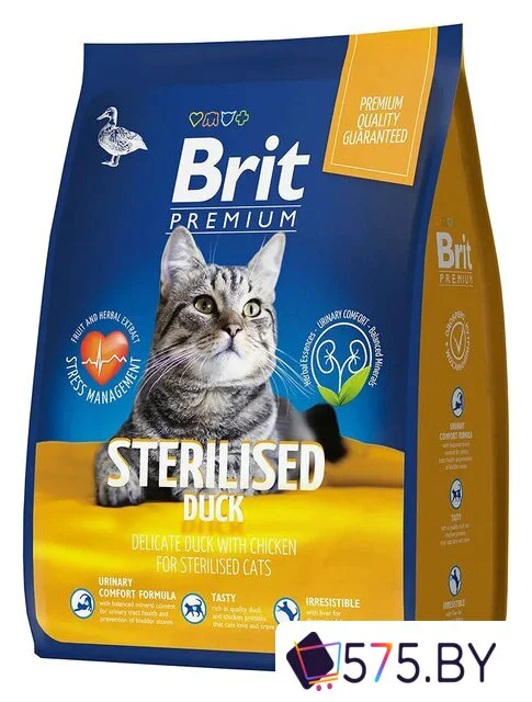 Сухой корм для кошек Brit Premium Cat Sterilized Duck & Chicken для взрослых стерилизованных кошек с уткой и курицей 2 кг в магазине 575.by