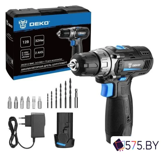 Дрель-шуруповерт Deko ZKCD12 SET6 084-1040 (с 2-мя АКБ, кейс) в магазине 575.by
