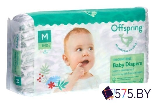 Подгузники Offspring M 6-10 кг Листочки (42 шт) в магазине 575.by