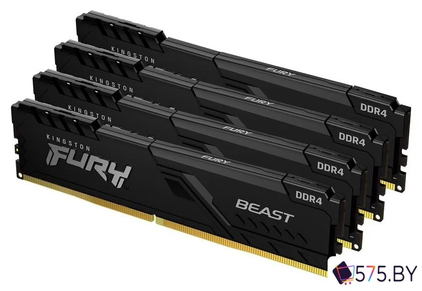 Оперативная память Kingston FURY Beast 4x16GB DDR4 PC4-25600 KF432C16BB1K4/64 в магазине 575.by