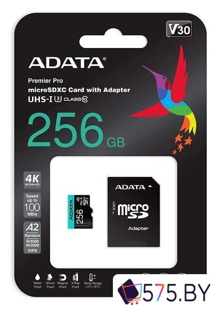 Карта памяти ADATA Premier Pro AUSDX256GUI3V30SA2-RA1 microSDXC 256GB (с адаптером) в магазине 575.by