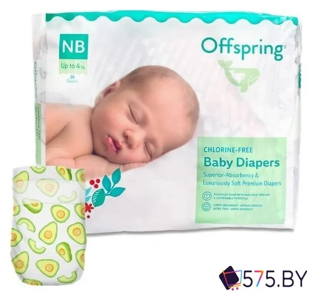 Подгузники Offspring NB 2-4 кг Авокадо OF01NB26AVO (26 шт) в магазине 575.by