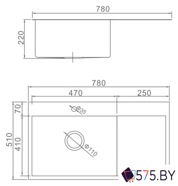 Кухонная мойка Gerhans K37851-L (левая, сатин) в магазине 575.by