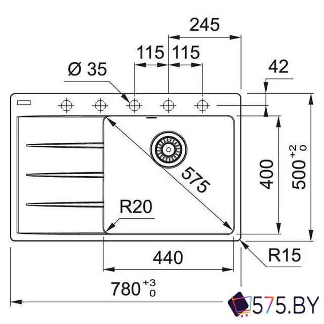 Кухонная мойка Franke Centro CNG 611/211-78 TL Fragranite 114.0639.719 (черный) в магазине 575.by