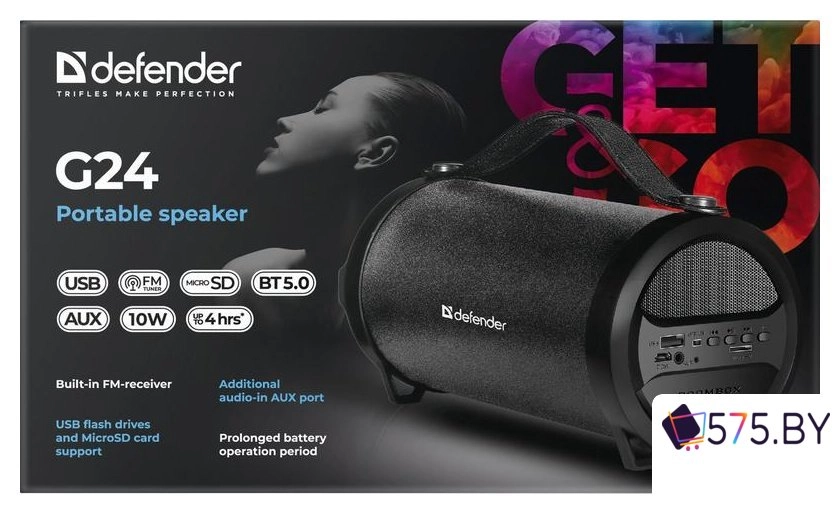 Беспроводная колонка Defender G24 (черный) в магазине 575.by