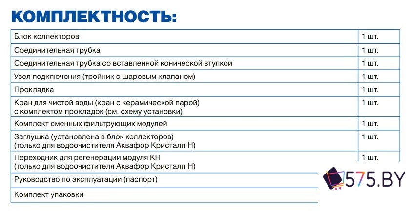 Стационарная система "под мойкой" АКВАФОР Кристалл А (исп. 2) в магазине 575.by