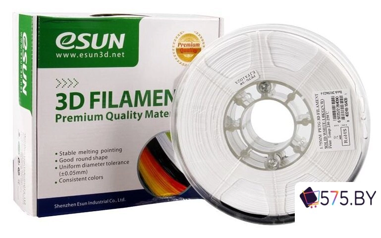 Пластик eSUN PET-G 1.75 мм 1000 г (белый непрозрачный) в магазине 575.by
