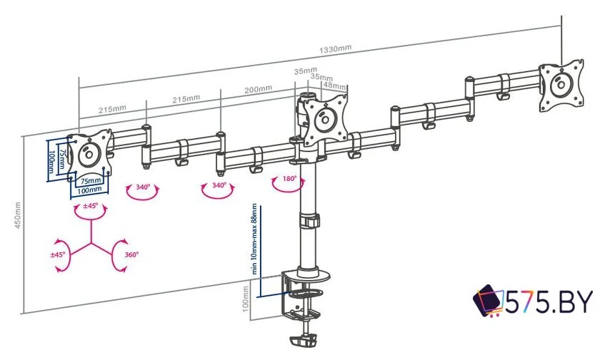 Кронштейн для монитора Arm Media LCD-T15 в магазине 575.by