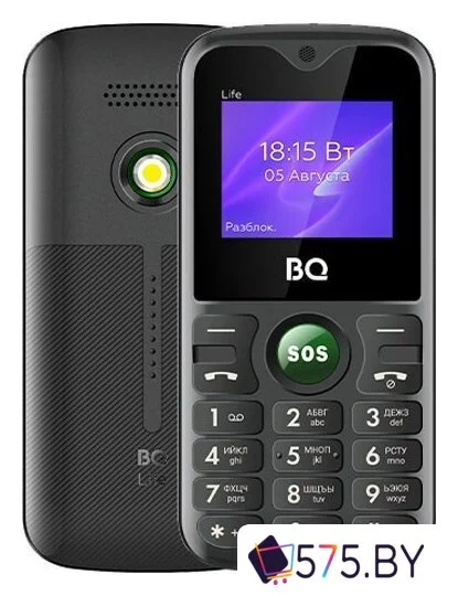 Кнопочный телефон BQ BQ-1853 Life (черный/зеленый)