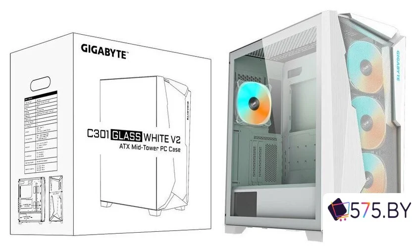 Корпус Gigabyte C301 Glass White V2 в магазине 575.by