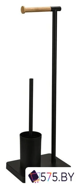 Держатель для туалетной бумаги и ершика Caspian 90026 (черный/бамбук) в магазине 575.by