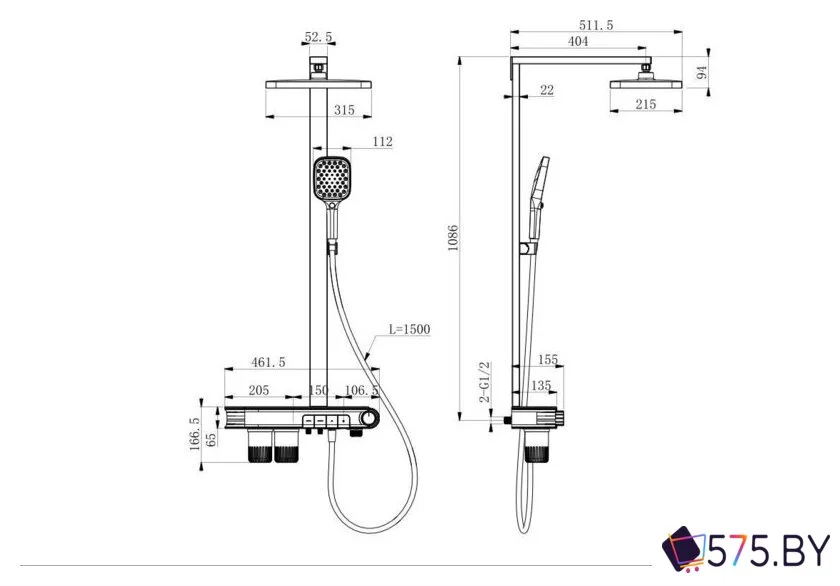 Душевая система  Roxen Bubble 500610-GM в магазине 575.by