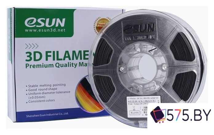 Пластик eSUN PET-G 1.75 мм 1000 г (черный) в магазине 575.by