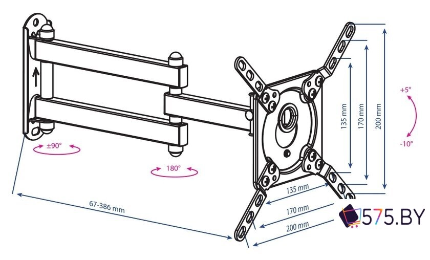 Кронштейн для телевизора Kromax DIX-14 (черный) в магазине 575.by