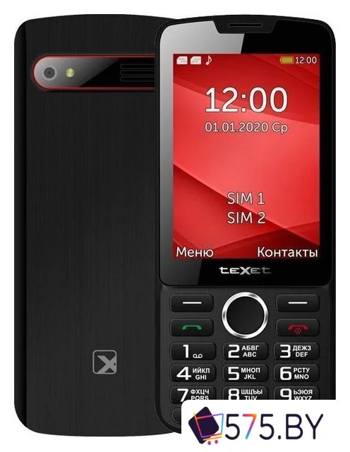 Кнопочный телефон TeXet TM-308 (черный/красный)