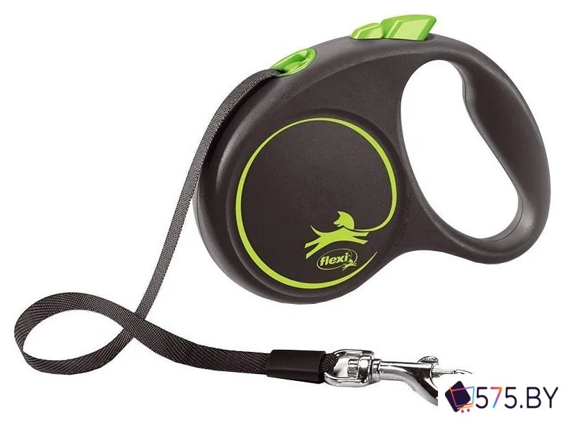 Поводок-рулетка Flexi Black Design S Tape 5 m (салатовый) в магазине 575.by