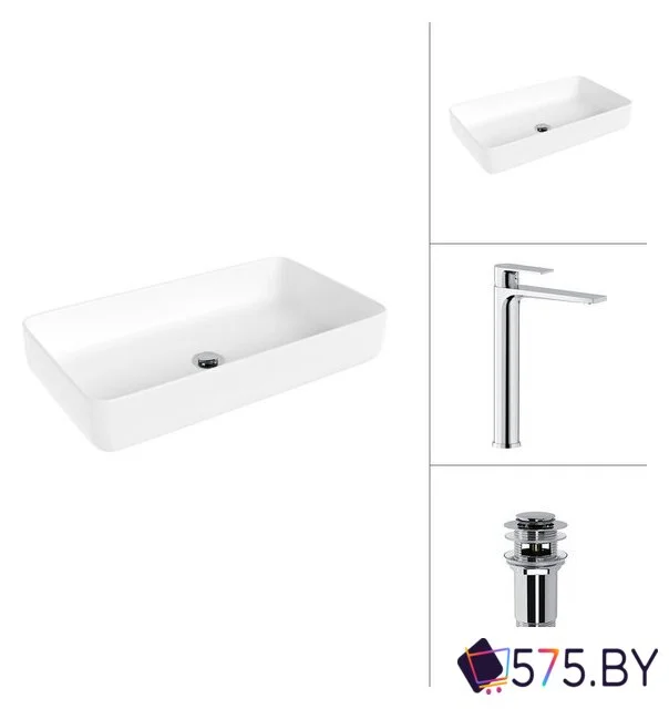 Умывальник Lauter 21487-60 + Reef 21CK8678C с донным клапаном 21190CH (хром) в магазине 575.by