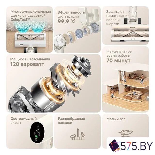 Пылесос Dreame Cordless Vacuum Cleaner R10s VZV22A (евровилка, белый) в магазине 575.by