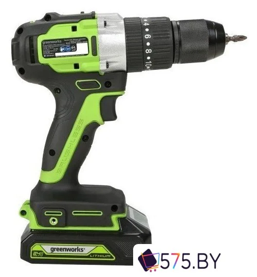 Ударная дрель-шуруповерт Greenworks GD24DD60 3704107CUC (с 2-мя АКБ) в магазине 575.by