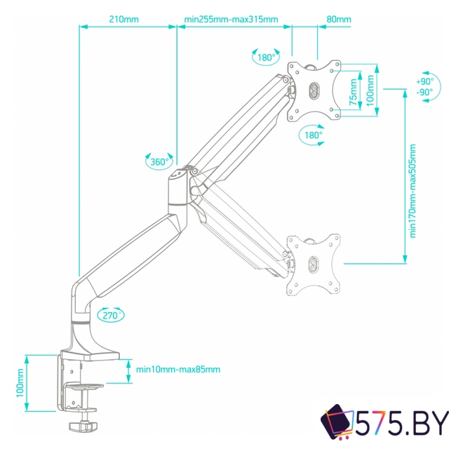 Кронштейн для монитора Onkron G100B в магазине 575.by