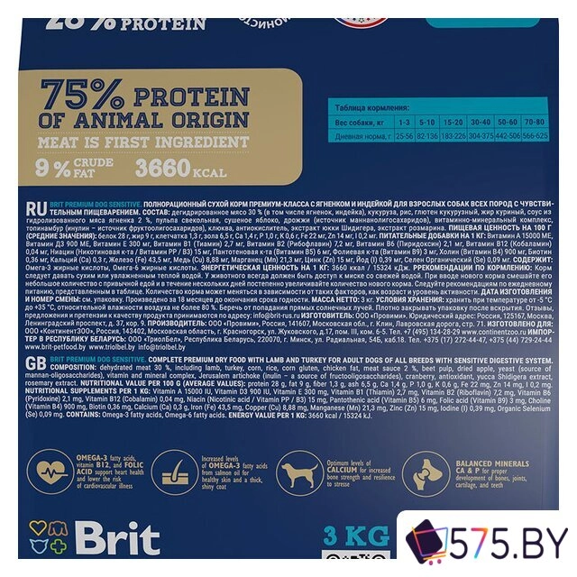 Сухой корм для собак Brit Premium Dog Sensitive ягненок и индейка 15 кг в магазине 575.by