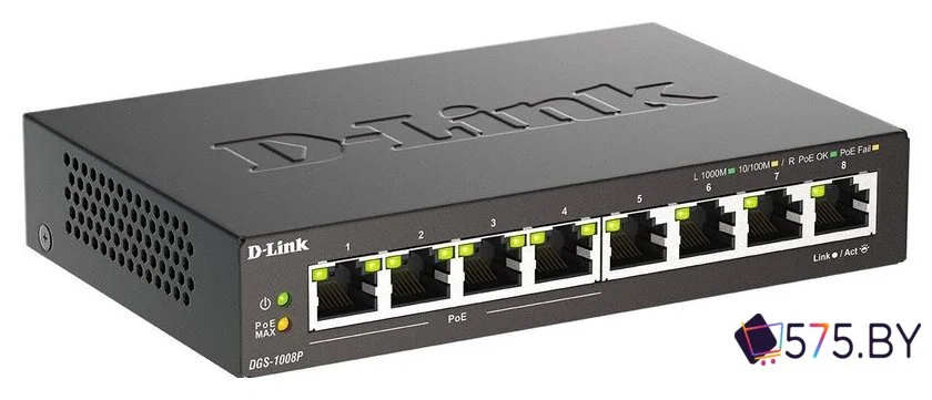 Неуправляемый коммутатор D-Link DGS-1008P/F3A в магазине 575.by
