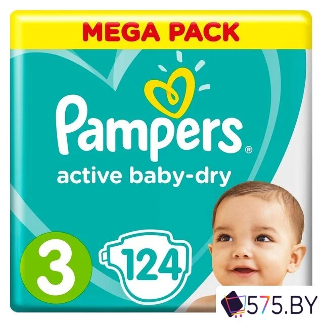 Подгузники Pampers Active Baby-Dry 3 Midi (124 шт) в магазине 575.by
