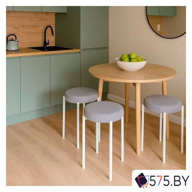 Табурет AksHome BOB (b20 Silver Lux\белый) в магазине 575.by